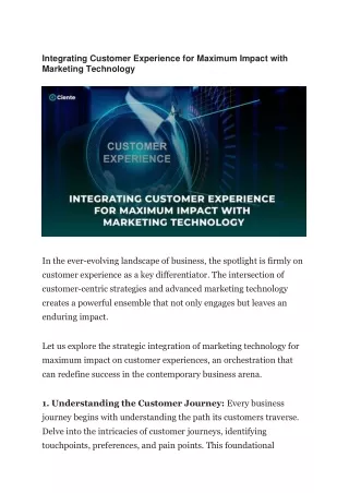 integrating customer experience for maximum