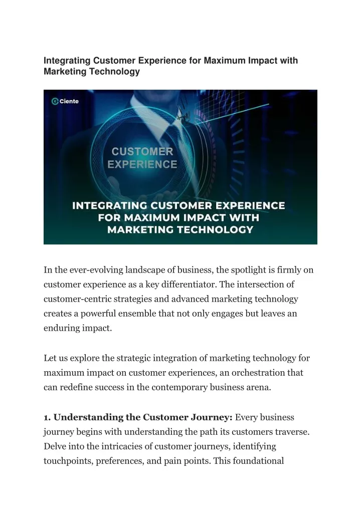 integrating customer experience for maximum
