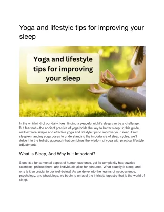 Yoga and lifestyle tips for improving your sleep