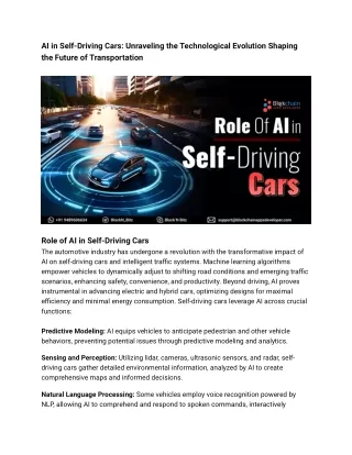 AI in Self-Driving Cars: Unraveling the Technological Evolution Shaping the Futu