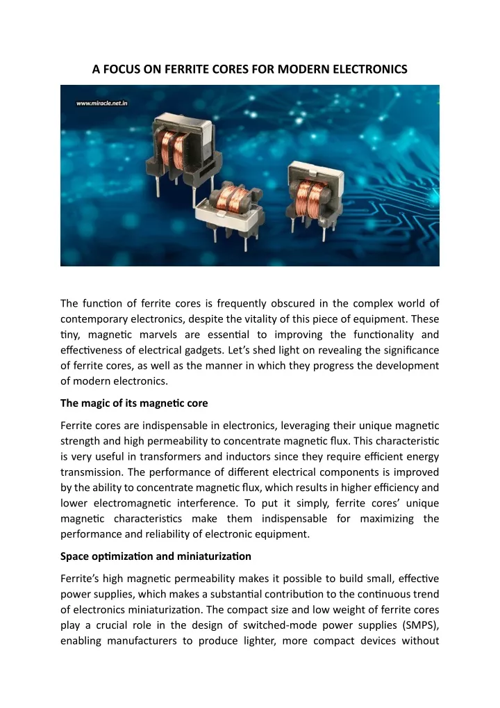 a focus on ferrite cores for modern electronics