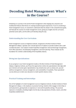 decoding hotel management what s in the course