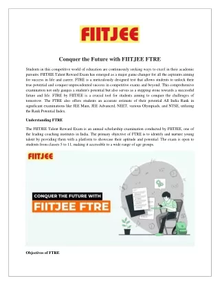 Conquer the Future with FIITJEE FTRE