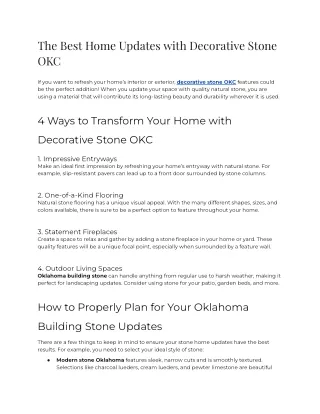 2023 - The Best Home Updates with Decorative Stone OKC
