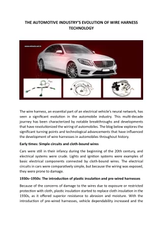 THE AUTOMOTIVE INDUSTRY’S EVOLUTION OF WIRE HARNESS TECHNOLOGY