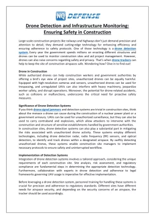 drone detection and infrastructure monitoring