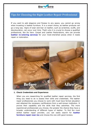 Tips for Choosing the Right Leather Repair Professional