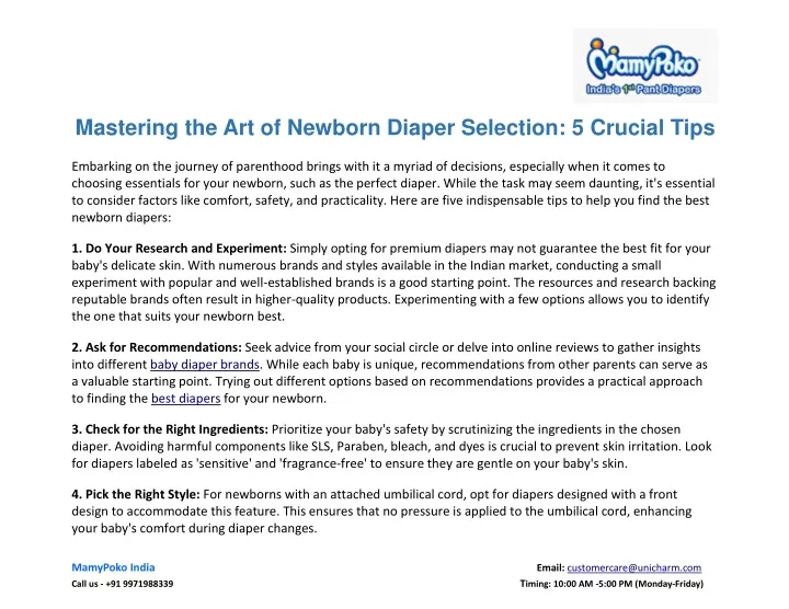 mastering the art of newborn diaper selection