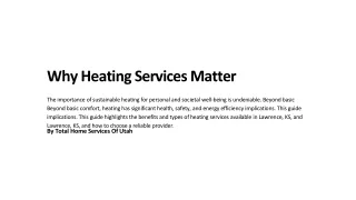 why heating services matter