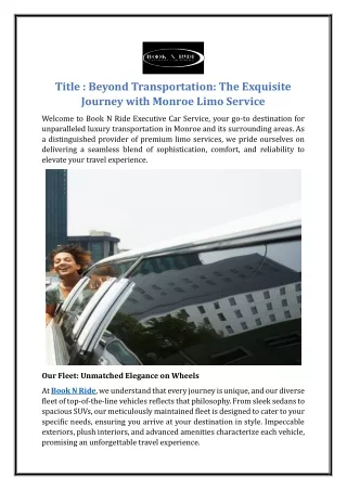 Beyond Transportation: The Exquisite Journey with Monroe Limo Service