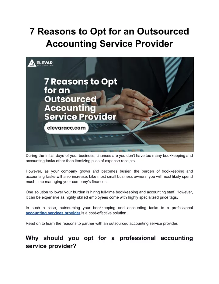 7 reasons to opt for an outsourced accounting