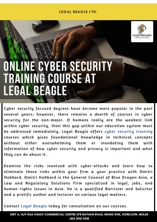 Online Cyber Security Training Course at Legal Beagle