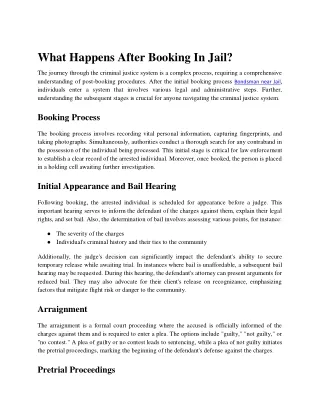 What Happens After Booking In Jail