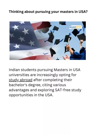 Thinking about pursuing your masters in USA?
