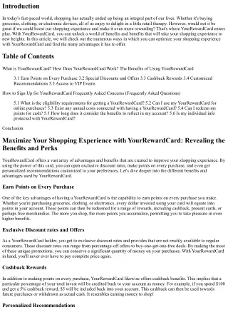 Maximize Your Shopping Experience with YourRewardCard: Revealing the Benefits an