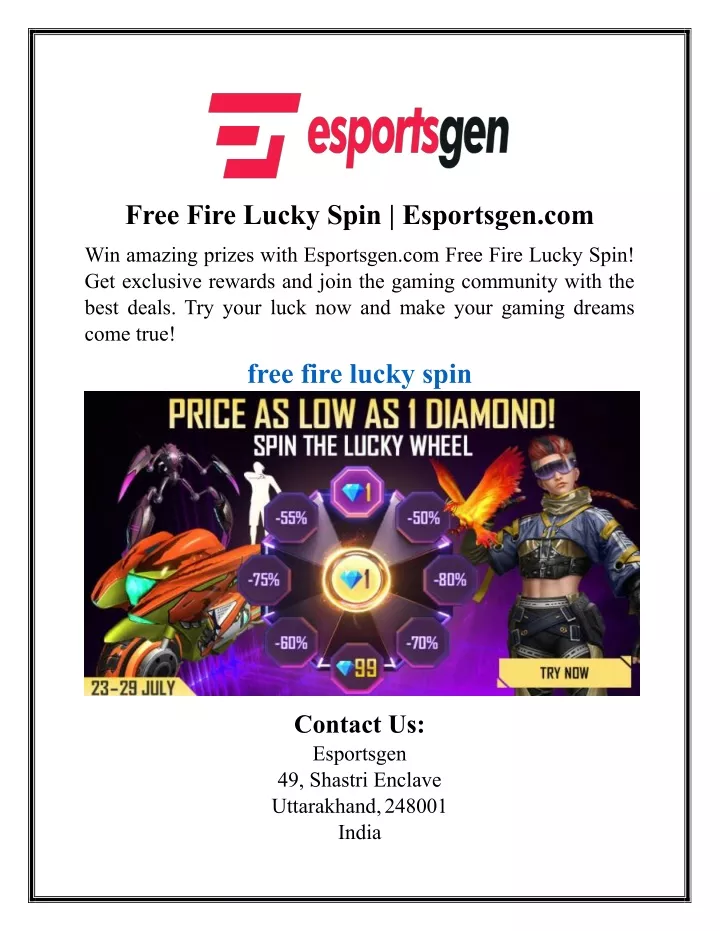 free fire lucky spin esportsgen com