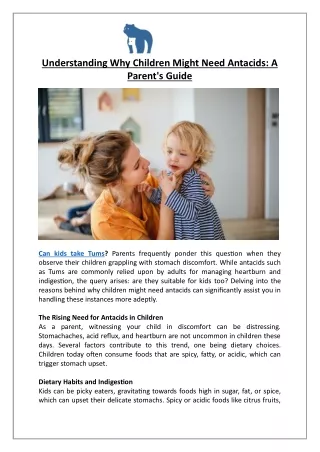 Understanding Why Children Might Need Antacids: A Parent's Guide