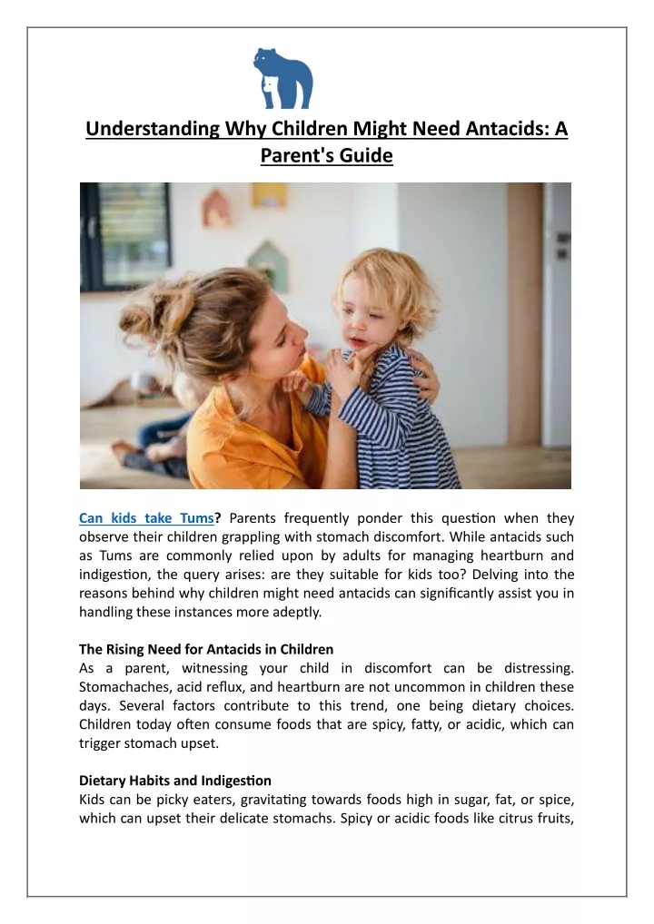 understanding why children might need antacids