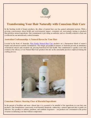 Transforming Your Hair Naturally with Conscious Hair Care