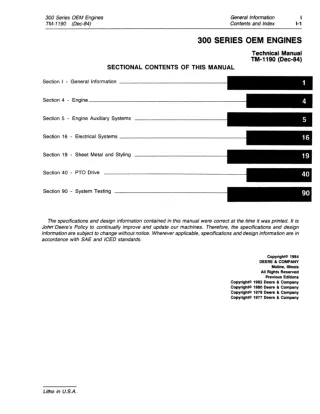 John Deere 4-276D OEM Engine Service Repair Manual