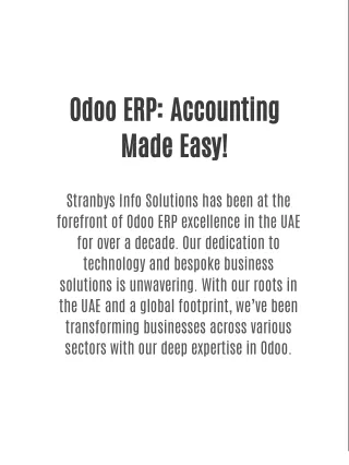 Odoo ERP: Accounting Made Easy!