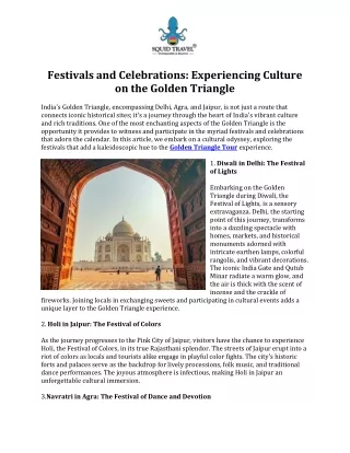 Festivals and Celebrations Experiencing Culture on the Golden Triangle