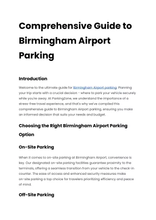 Birmingham airport parking parkingzone