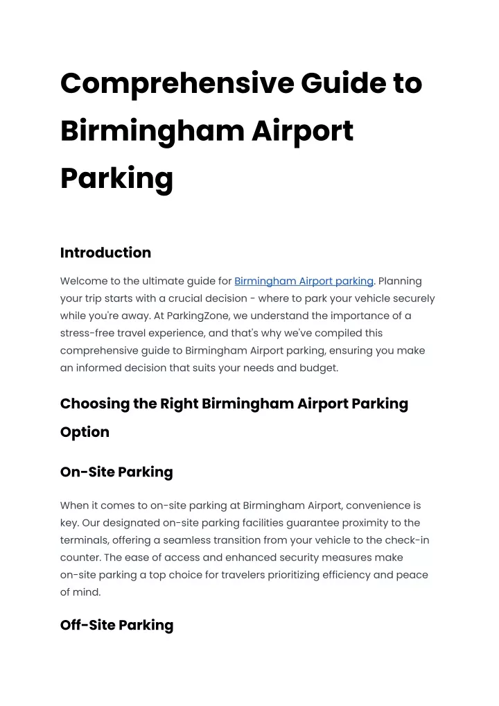 comprehensive guide to birmingham airport parking