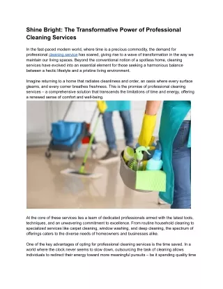 Shine Bright The Transformative Power of Professional Cleaning Services