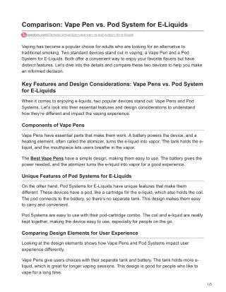 comparison vape pen vs pod system for e liquids