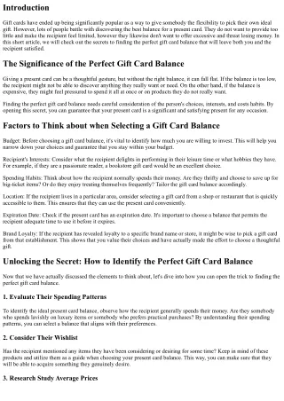 Opening the Secret to the Perfect Gift Card Balance