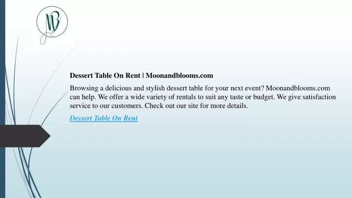 dessert table on rent moonandblooms com browsing