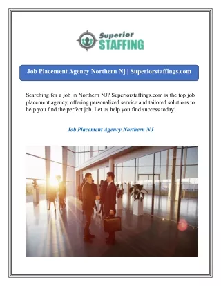Job Placement Agency Northern Nj | Superiorstaffings.com