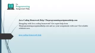 Java Coding Homework Help | Theprogrammingassignmenthelp.com