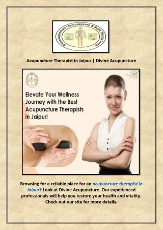 Acupuncture Therapist in Jaipur | Divine Acupuncture