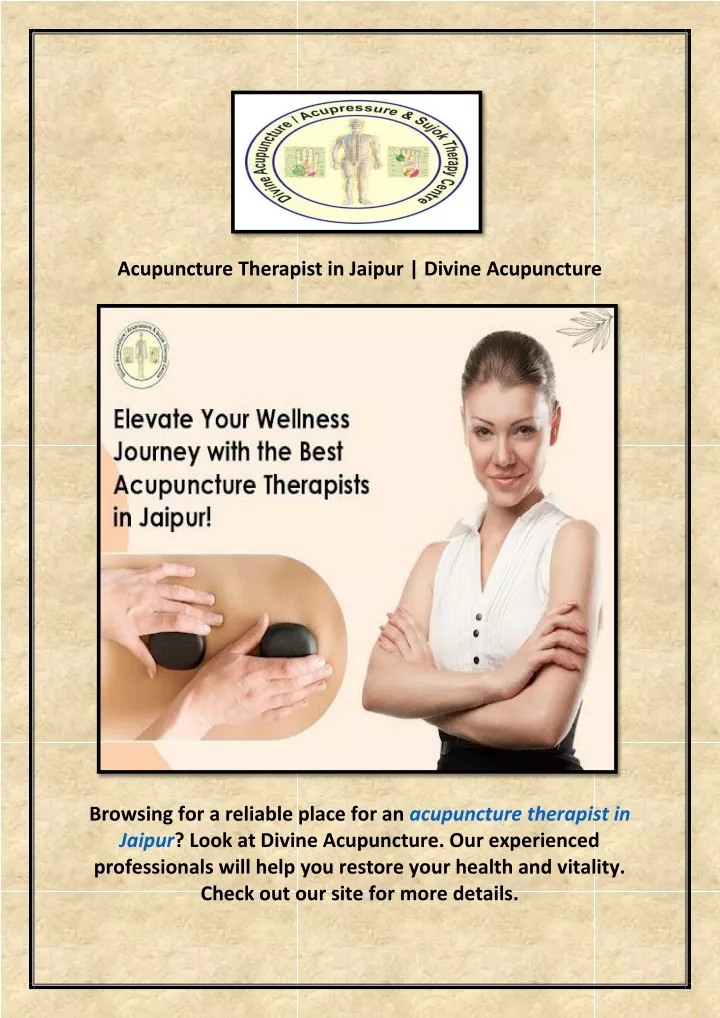 acupuncture therapist in jaipur divine acupuncture