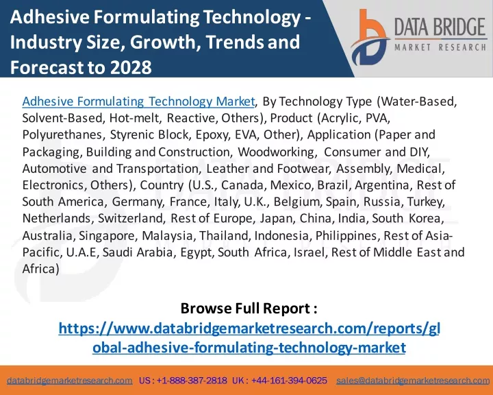 adhesive formulating technology industry size