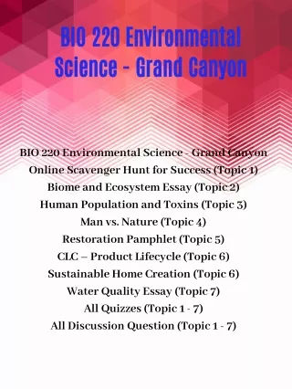 BIO 220 Environmental Science - Grand Canyon