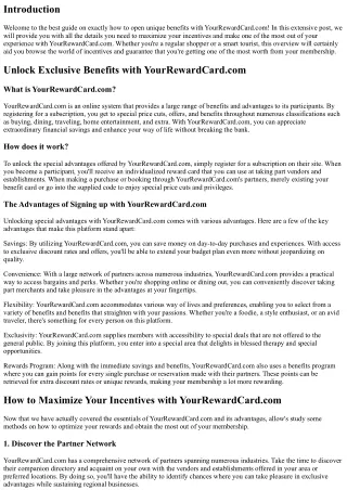 Open Exclusive Perks with YourRewardCard.com: The Ultimate Guide to Maximizing Y