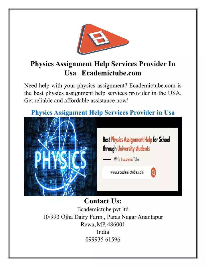 physics assignment help services provider