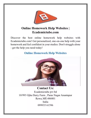 Online Homework Help Websites | Ecademictube.com