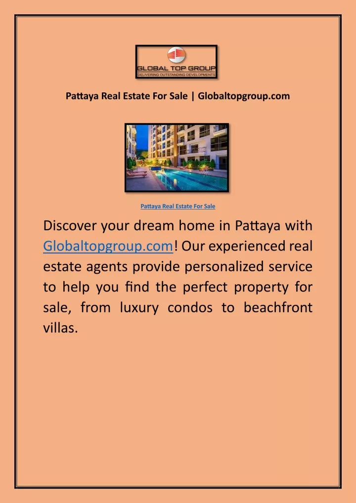 pattaya real estate for sale globaltopgroup com