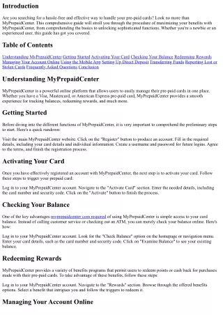 Optimizing Your Advantages: A Novice's Guide to MyPrepaidCenter