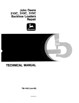 John Deere 210C Backhoe Loader Service Repair Manual (tm1419   tm1420)