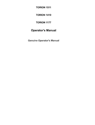 CLAAS TORION 1410 (Type K56) Wheel Loader Operator manual