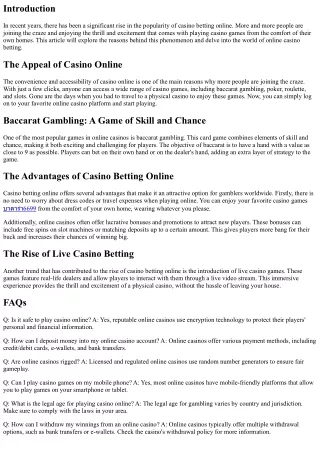 The Increase of Casino Betting Online: Why Even More People Are Signing Up With