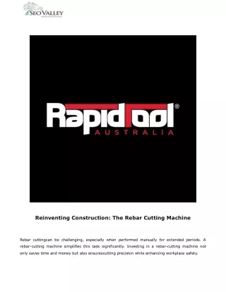 Reinventing Construction The Rebar Cutting Machine