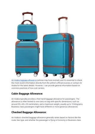 Luggage Guidelines Of Air Arabia
