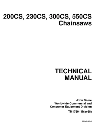 John Deere 550CS Chainsaws Service Repair Manual
