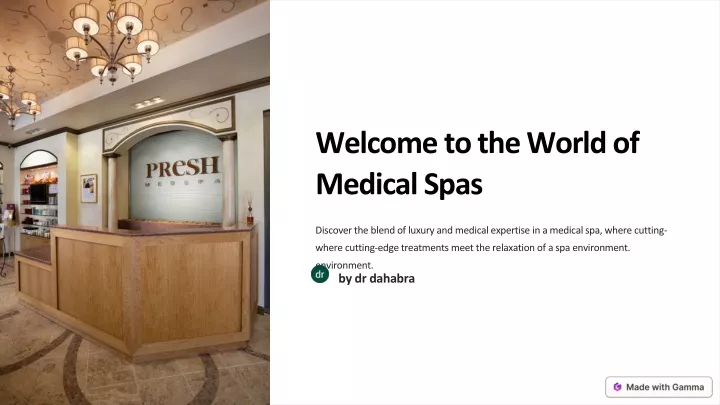 welcome to the world of medical spas